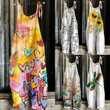 Femmes Boho Floral Saut En Combinaison Baggy Dungaree Dames Summer Robeter /