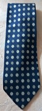 * CELIO * CRAVATE EN SOIE * BLEU MARINE * MOTIFS FLEURS & DISQUES BLANCS