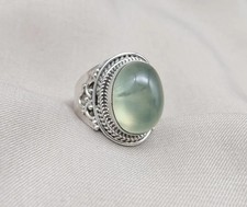 Naturel Prehnite Bague 925 Argent Vert Gemme Bobo Fantaisie Bijoux Cadeau