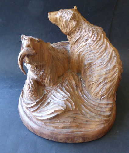Grande sculpture ours - sculpture, bois