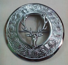 Tête de Cerf Kilt Mouche Plaid Broche Argent Finition 3 "/ Écossais Pins