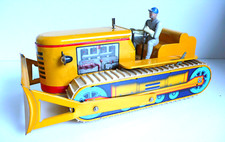 JOUSTRA  BULLDOZER ÉLECTRIQUE  TÔLE  Lg 32 cm  1958  BON ÉTAT  FONCTIONNE