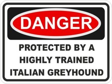 Italien Lévrier Chien Danger Autocollant / Haut Résolution Vinyle Étanche