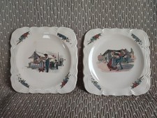 Sarreguemines Obernai-Lot de deux petites assiettes carrées
