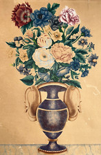 VASE FLEURS Bouquet AQUARELLE Botanique XIX°