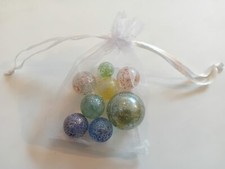 7 Billes de Verre Moucheté Voir Pierre De Volcan + 1 calot 