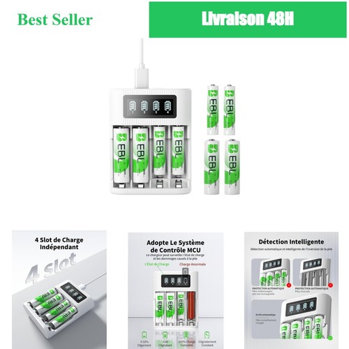 Chargeur ebl lcd avec piles - lcd,