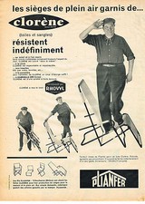 PUBLICITE ADVERTISING  1958   PLIANFER CLORENE    sièges de plein air