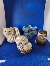 Lot de 4 figurines vintage Artesania Rinconada 2 chats Koala Chouette