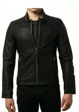 Veste en cuir noir pour homme