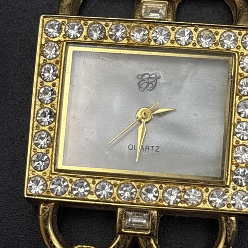 Watch gold tone - watch, crystal
