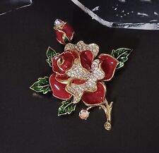 Rose éternelle-Broche de luxe élégante et raffinée-Or, émail et zircon