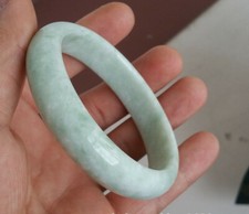 Magnifique Bracelet Jonc en Jade Vert Clair moucheté Tailles aux choix 60/63mm