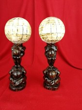 Sculpture Bouddha en Introspection en Bois Anciens,Boules Marquetées  H.30cm