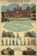 Planche à découper Jeux Soldats Francais Hotel de ville Paris Forgues R.  1944