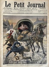 PETIT JOURNAL 1908 N° 91I UN FEMME REVOLVER AU POING - DEUX FAITS DIVERS