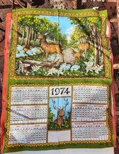 TORCHON CALENDRIER ANCIEN PUBLICITAIRELA CHASSE 1974 LES CREATIONS SONACOTT
