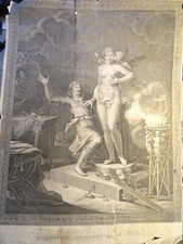 MOREAU (1741-1814) GRANDE GRAVURE XIX° MYTHOLOGIQUE NEOCLASSIQUE PYGMALION AMOUR