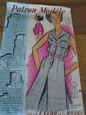 ANCIEN PATRON ECHO DE LA MODE French Pattern 1960 ROBE PRINTEMPS ETE  T 44  