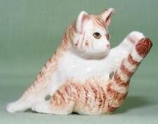 Klima Miniature Porcelain Animal Figure Orange Tabby Cat Playing with Tail L958