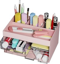 Organisateur de bureau multifonctionnel avec tiroirs rose