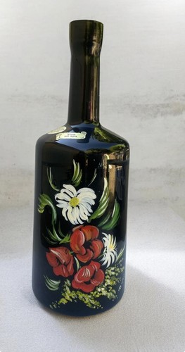 Vase bouteille verre noir - bouteille,