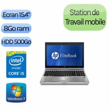 HP EliteBook 8560p - Windows 7 - i5 8GB 500GB - 15.6 - Webcam - Station de Trava