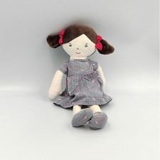 Doudou poupée nattes robe grise plumes OBAIBI - 32427
