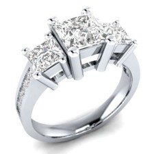 Bague de fiançailles simulée diamant taille princesse blanc 3 carats taille 9