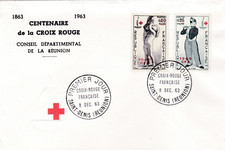 REUNION CFA 357 358 FDC Croix-Rouge tableau fifre Manet David d'Angers 1963