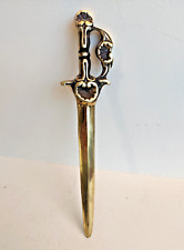 Coupe Papier Ouvre Courrier Epée en Laiton Massif Superbe Poignée style Médiéval