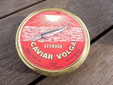 BOITE VIDE CAVIAR VOLGA SEVRUGA IRAN 500 grs 4 cm de H x 12.5 cm Ø