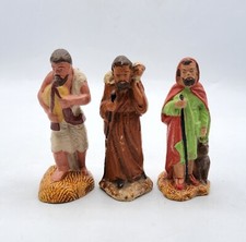 Santons de crèche Devineau série trois bergers en plâtre peint taille 2 XXème 