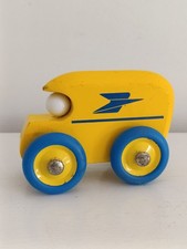 La Poste Voiture Postale Publicitaire Bois Métal Roue Bleue Vilac Collection