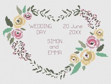 Point de Croix Mariage Échantillonneur Kit Ou Motif - Florashell - Cœurs Et