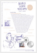 france 2020 Boris Vian 100 ann 1920 writer poete music swing jazz art 1v DOC FDC
