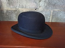 Chapeau melon ancien Jackson taille 7 3/8 en feutre et cuir