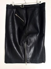 Jupe en cuir véritable noir