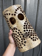 Vintage Lampe Hiboux Chouette Bois Sculpté Design 1950 Primitif