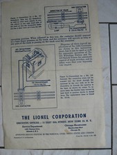 NOTICE LIONEL TRAIN -USA- HOW TO INSTALL N° 145C TRACK CONTACTOR