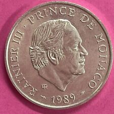 Spb pièce en argent 100F MONACO RAINIER III PRINCE 50eme anniversaire 1989 #222