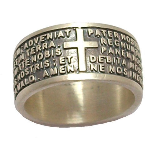 Bague père notre latin bande - bague,