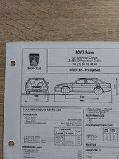 Rover 825 827 i Sterling Vitesse Depuis 1986 Fiche Technique Reglatech 1992