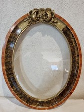 GRAND  CADRE ancien ART DÉCO OVALE STUC DORE DÉCORS DE ROSES POUR PORTRAIT 1920