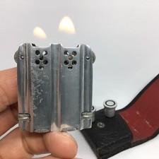 -29- Briquet ancien essence Duplex + étui - DOUBLE FLAMME - vintage lighter