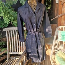 Vêtement d'atelier text.´70Made en France, noir, boutoné, ceinture, 44,état neuf