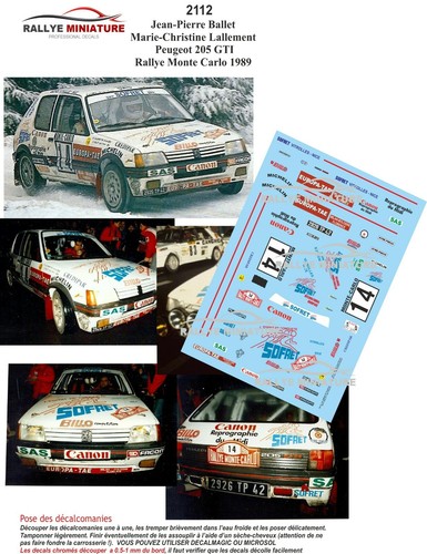 Decals ref 2112 peugeot - decals, 1/43