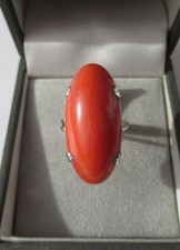 Bague volumineux Corail rouge