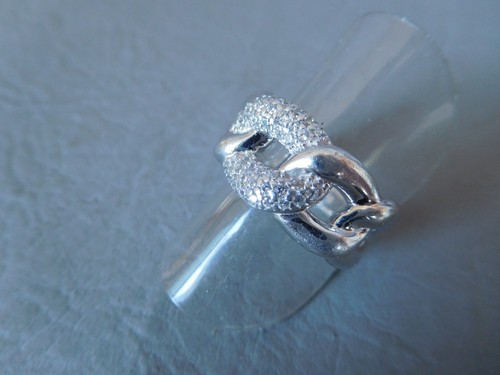 Bague anneau gourmette pavé - gourmette,