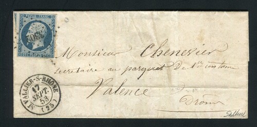 Rare lettre vallier - de, sur